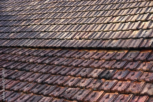Vintage terracotta tile roof in rural Vietnam