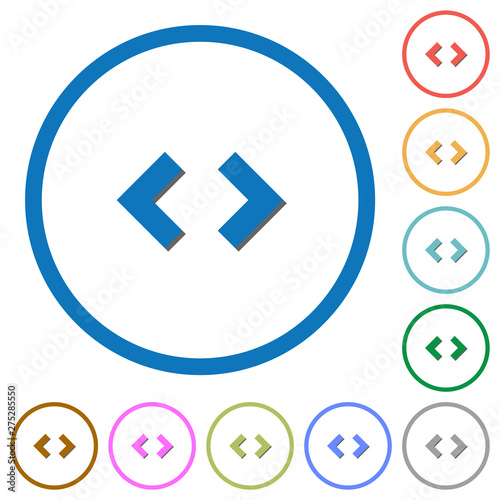 Script code sign icons with shadows and outlines