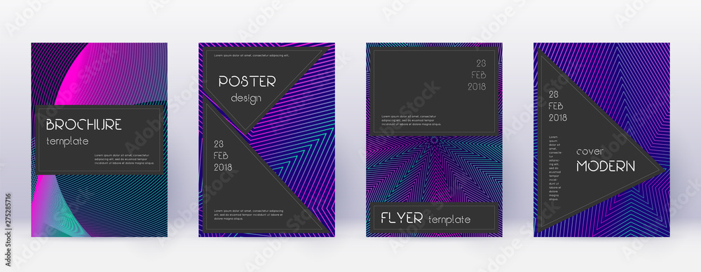 Black brochure design template set. Neon abstract Black brochure design template set. Neon abstract