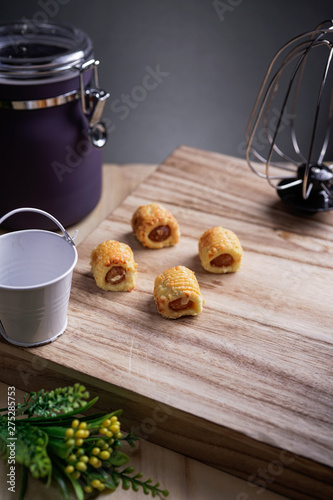 Wallpaper Mural Pineapple tarts or nanas tart on wooden plate it is small bite size pastries filled with pineapple jam Torontodigital.ca