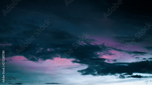 Dark blue sky on Twilight in the Evening Silhouette. Dramatic Sunset on Night,Amazing Dusk sky with sunlight nightfall, Majestic Nature Background.