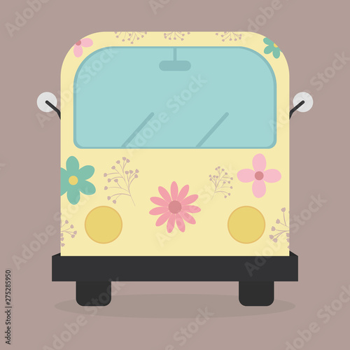 hippie van with floral print icon