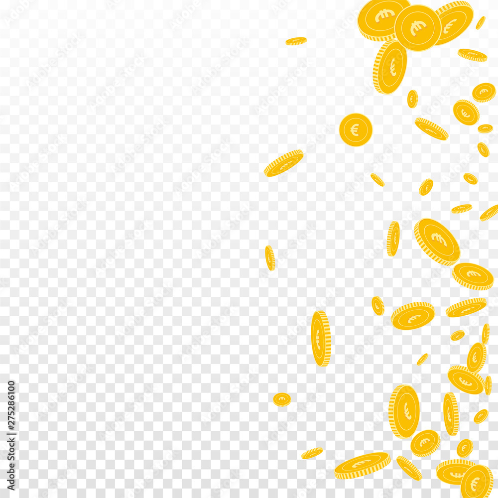 European Union Euro coins falling. Scattered disor European Union Euro coins falling. Scattered disor