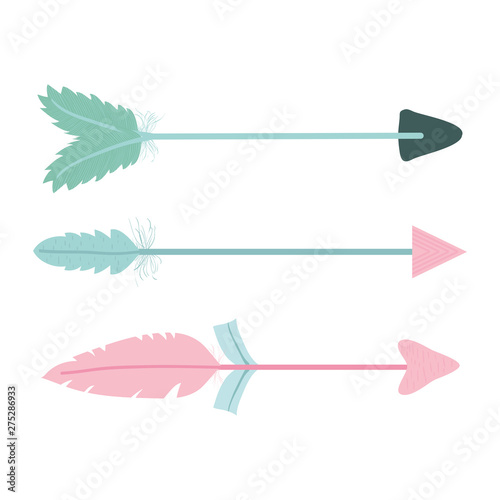 bohemian arrows with feathers icons