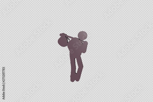 violet Unemployed 3D illustration on transparent background