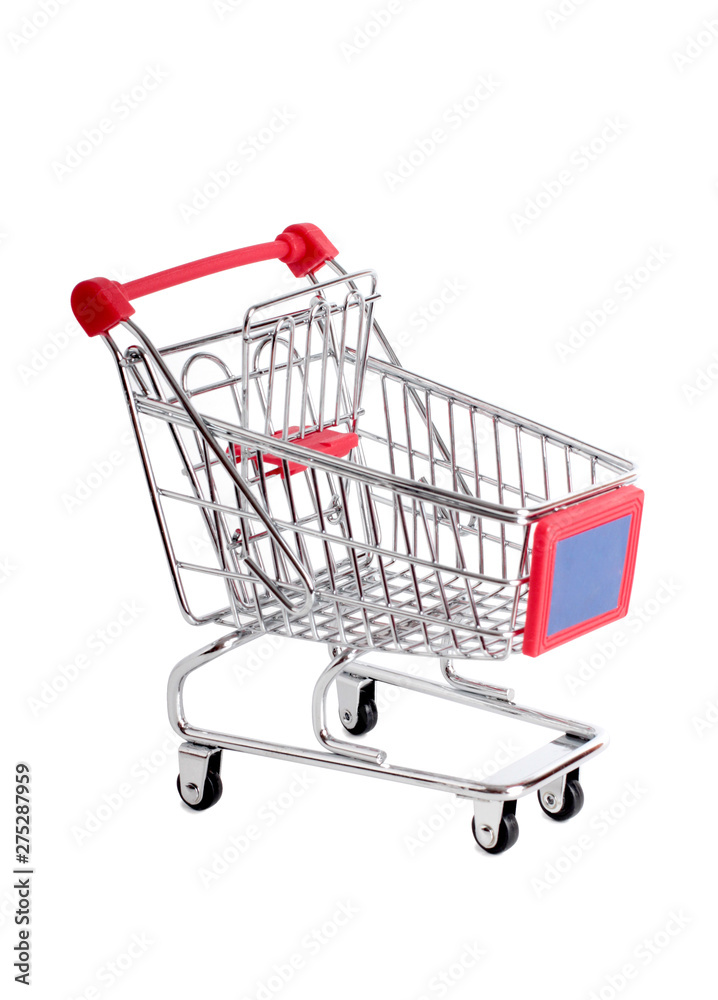 Metal cart from store on a white background