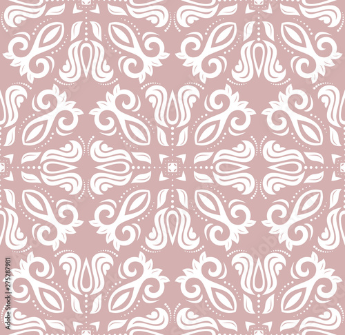 Classic white seamless vector pattern. Damask orient ornament. Classic vintage background. Orient ornament for fabric  wallpaper and packaging