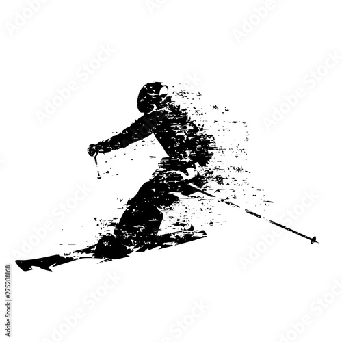 Skier, downhill skiing, isolated vector silhouette © michalsanca