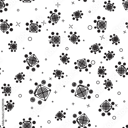 Black ASIC Miner icon isolated seamless pattern on white background. Cryptocurrency mining equipment and hardware. Application specific integrated circuit. Vector Illustration