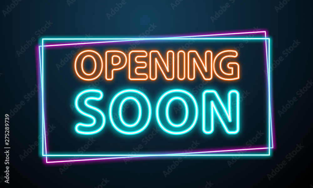 opening neon sign vector frame background