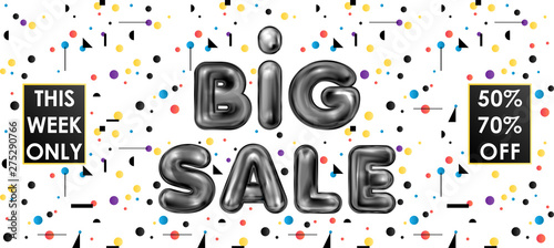 Big Sale black latex lettering on the gradient geometric pattern, banner template