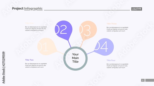 Four steps for success slide template. Business data. Graph, diagram. Creative concept for infographic, presentation, report. Can be used for topics like strategy, training, research