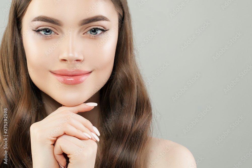 Happy woman with clear healthy skin smiling Happy woman with clear healthy skin smiling