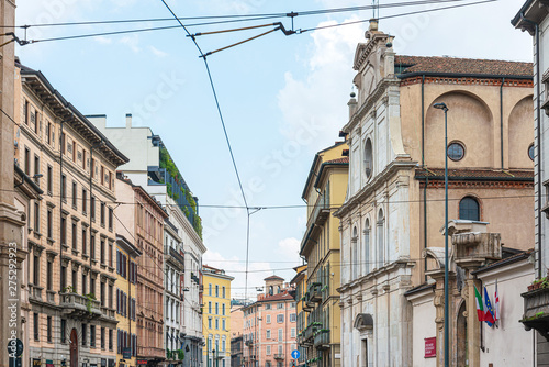 MILAN, ITALY - May 29, 2018: street view of downtown milan, capital of the Lombardy region, ranking 4th in the European Union