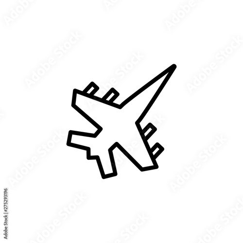 Jet line icon. Warplane, fighter, bomber. Aircraft concept. Vector illustration can be used for topics like air force, military, defense