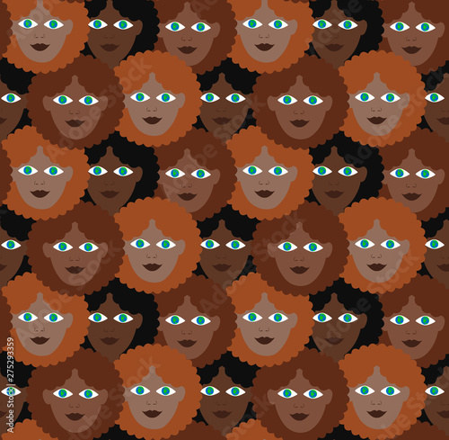 Seamless vector pattern. Women of color day.