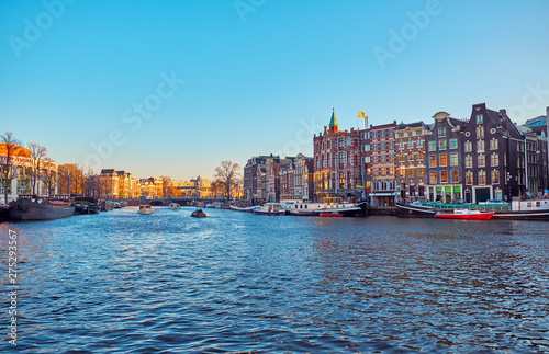 View of the canals in Amsterdam. Netherlands..