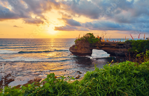 Landscape. Hindu temple by the sea in Bali.