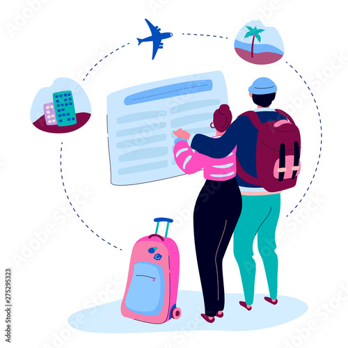 Going on summer vacation - colorful flat design style illustration
