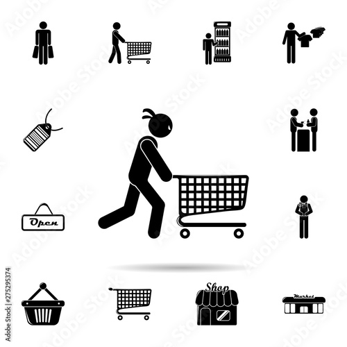 robber with a cart icon. Universal set of shop for website design and development, app development