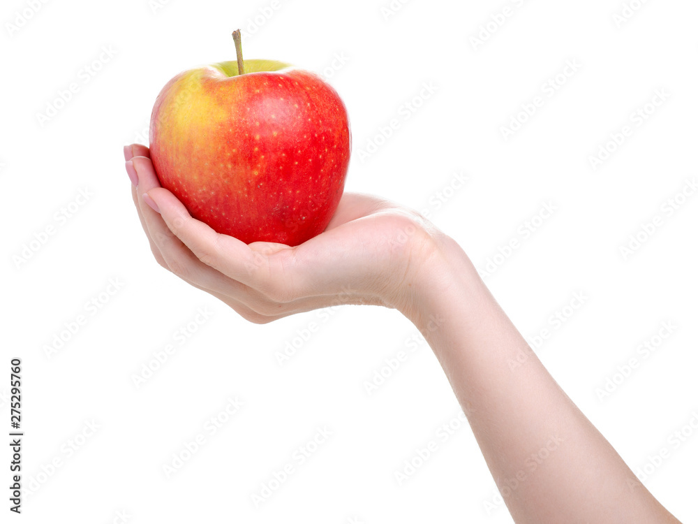 Apple in hand on white background isolation Apple in hand on white background isolation