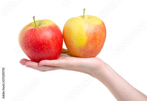Apple in hand on white background isolation