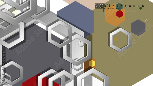 Abstract geometric background with hexagon, middle ages color composition. Vector illustration