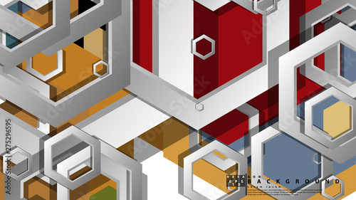 Abstract geometric background with hexagon, middle ages color composition. Vector illustration