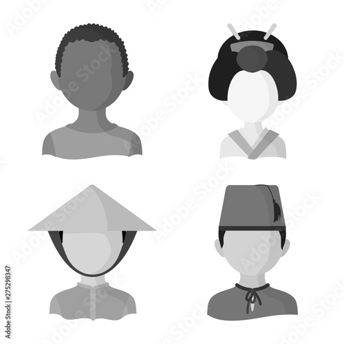 Vector illustration of person and culture symbol. Collection of person and race stock vector illustration.