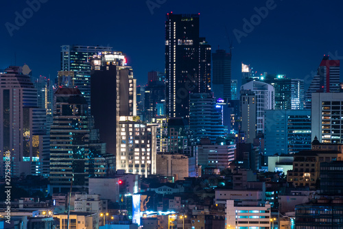 Wallpaper Mural Bangkok business district city skyline at night. Torontodigital.ca