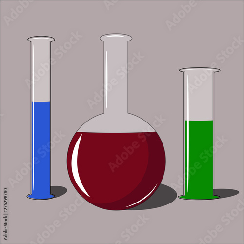 flask beaker laboratory isolated objects vector