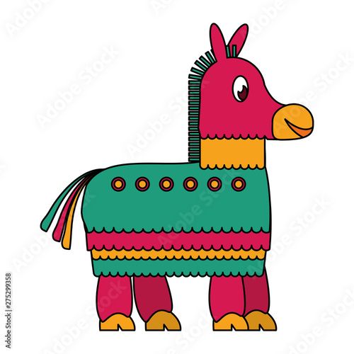 Mexican pinata donkey cartoon isolated icon