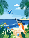 Summer tropical islands background. Vector illustration.