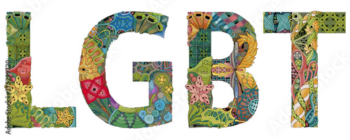 Abbreviation LGBT. Vector zentangle object for decoration
