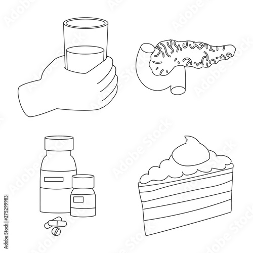 Vector illustration of mellitus and diabetes symbol. Collection of mellitus and diet vector icon for stock.