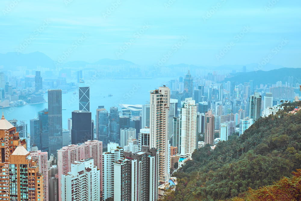 Fototapeta premium Widok na Hongkong i Port Wiktorii