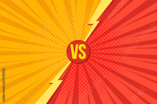 Versus VS letters fight backgrounds in pop art retro comics style with halftone. Vector illustration