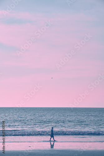 Girl on the beach during sunset