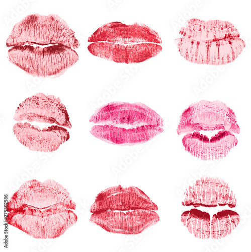 Lipstick kiss isolated on white background