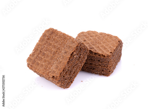 Wafers cubes with chocolate isolated on white background