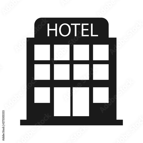 Hotel ison. Minimalistic simple vector illustration. Travel overnight stop.