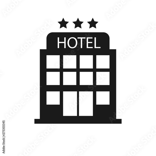 Hotel ison. Minimalistic simple vector illustration. Travel overnight stop.