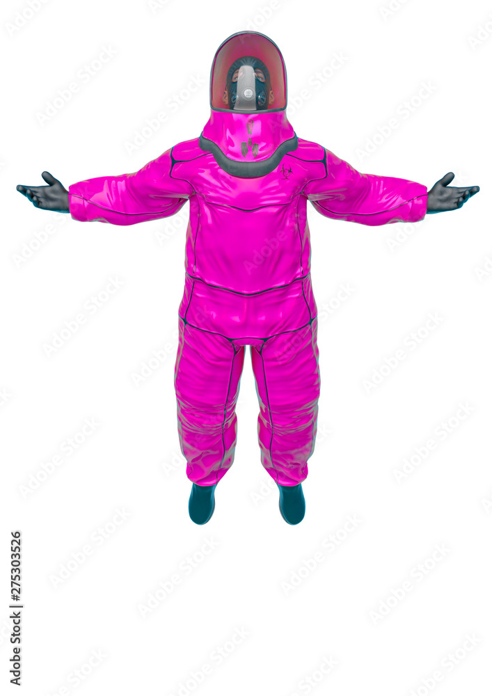 bio hazard man floating in a white background bio hazard man floating in a white background