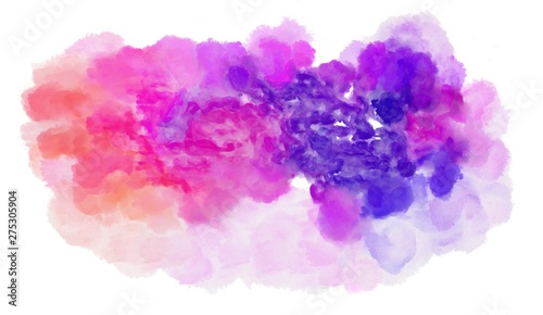 watercolor thistle, dark orchid and pastel pink color graphic background illustration painting
