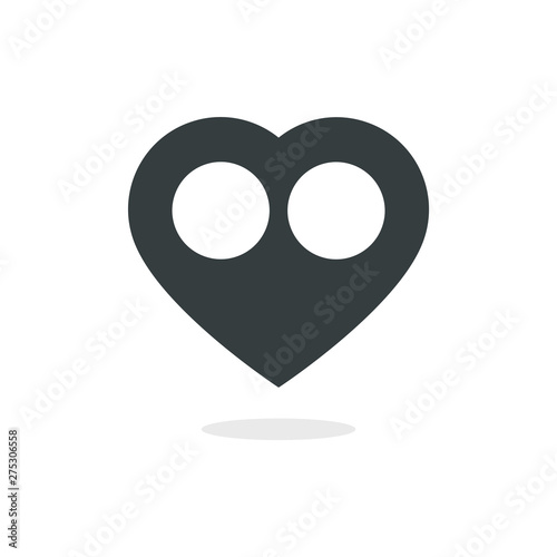 Pointer. heart with holes. Flat vector illustration.