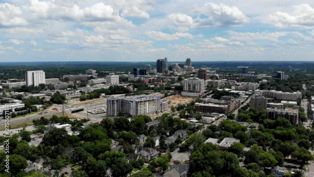 Drone shot of downtown Raleigh NC and surrounding area Drone shot of downtown Raleigh NC and surrounding area