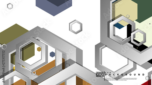 Abstract geometric background with hexagon, middle ages color composition. Vector illustration