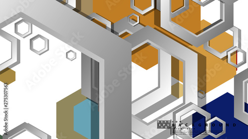 Abstract geometric background with hexagon, middle ages color composition. Vector illustration