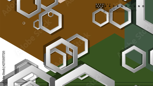 Abstract geometric background with hexagon, middle ages color composition. Vector illustration