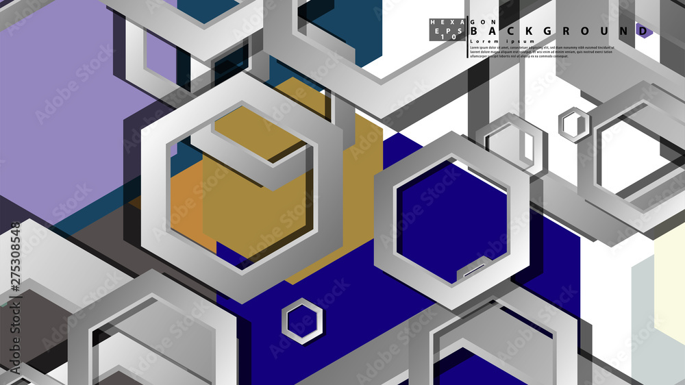 Abstract geometric background with hexagon cold color composition. Vector illustration Abstract geometric background with hexagon cold color composition. Vector illustration